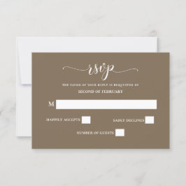 Rustikale Braun einfache Kalligrafie Moderne Hochz RSVP Karte