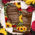 Rustikale Braun-Sonnenblumen und Rote Rose-Hochzei Einladung<br><div class="desc">Sie suchen nach rustikalen Sonnenblumen und rote Rose Hochzeitsvorstellungen für Ihren Großen Tag? Erstellen Sie Ihre eigenen eleganten, personalisierten Einladungen mit einer einzigartigen DIY-Vorlage, die einfach zu personalisieren ist. Die originelle Blumenkunst von Raphaela Wilson besticht durch helle Aquarellblumen und bordeauxfarbene rote Rosen mit dem Atem des Babys und grünen Blätter...</div>