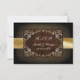 Rustikale Braun- und Goldhochzeit RSVP Karte