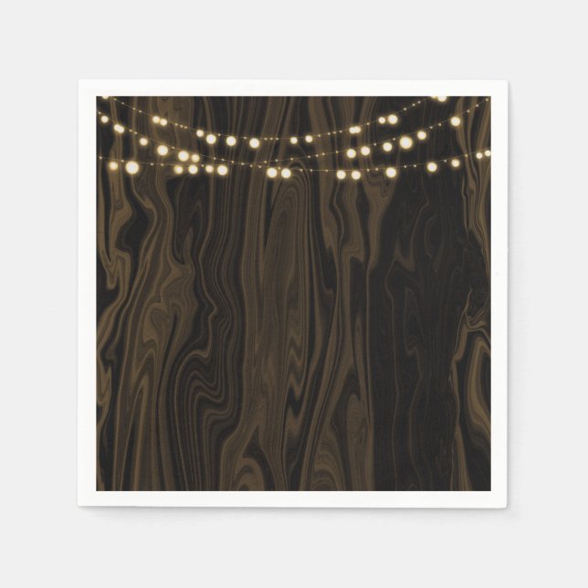Rustikale Braun-Whimsical-Holz-String-Lichter Hoch Serviette (Vorderseite)