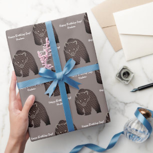 Rustikale braune Bärenjagd - Geburtsdatum - benutz Geschenkpapier