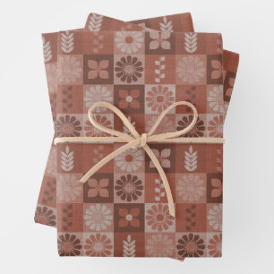 Rustikale braune Blume, die Papierblätter umhüllen Geschenkpapier Set
