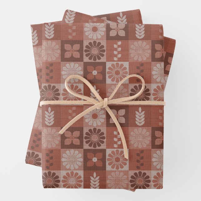 Rustikale braune Blume, die Papierblätter umhüllen Geschenkpapier Set (Beispiel)