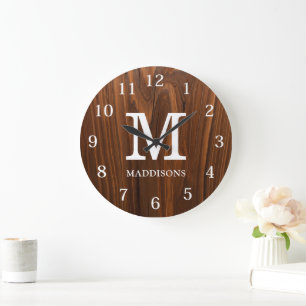 Rüstikale braune Holz-Familienname-Farmhaus Große Wanduhr