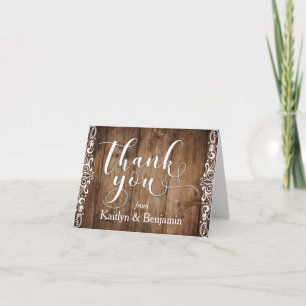 Rustikale braune Holz, weiße Typografie Danke 1