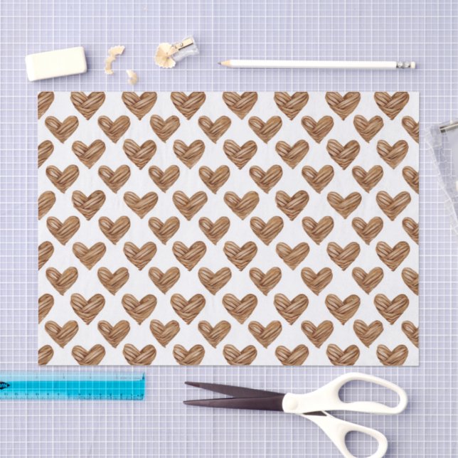 Rustikale braune Webherzen Geburtstag Seidenpapier (Handwerk)