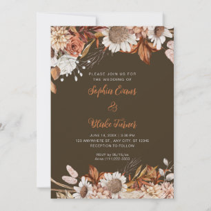 Rustikale braune weiße Blumen Boho Holz Braune Hoc Einladung