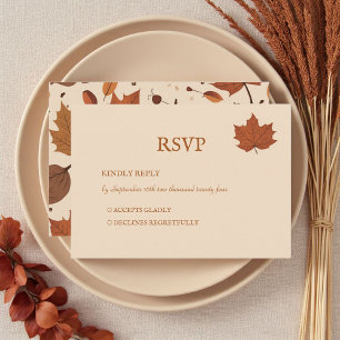 Rustikale Braunen Beige Burnt Orange Bläserner Her RSVP Karte