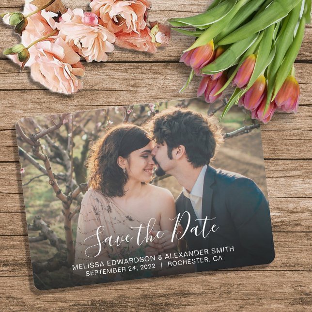 Rustikale Braut- und Bräutigam-Foto Hochzeit Siche (Rustic bride and groom photo wedding Save the Date. Unique personal Save the Date card.)