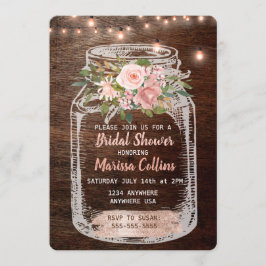 Rustikale Brautdusche, Mason Jar Lights Boho Flora Einladung