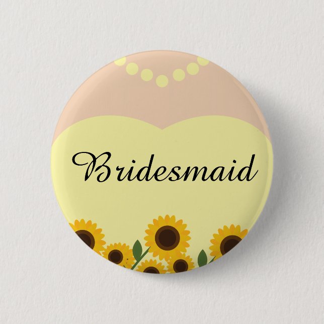 Rustikale Brautjungfern-Sonnenblumen, die Button (Vorderseite)