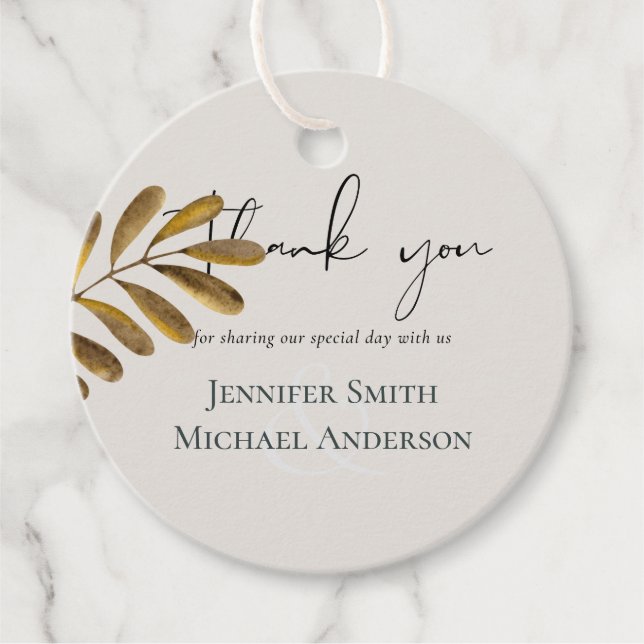 Rustikale Bronze Leaf Hochzeit Vielen Dank Geschenkanhänger (Vorderseite)