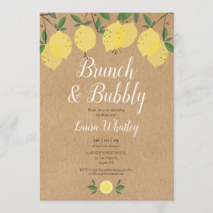 Rustikale Brunch- und Sprudel-Limonen-Brautparty Einladung