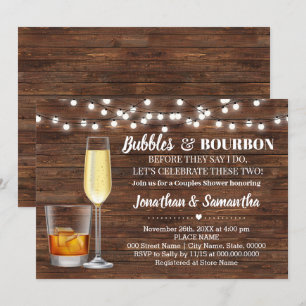 Rustikale Bubbles & Bourbon vor der Hochzeitsfeier Einladung