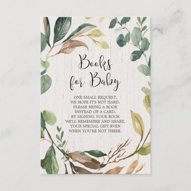 Rustikale Buchantrag-Babyparty, Buch kardieren Begleitkarte (Vorderseite)
