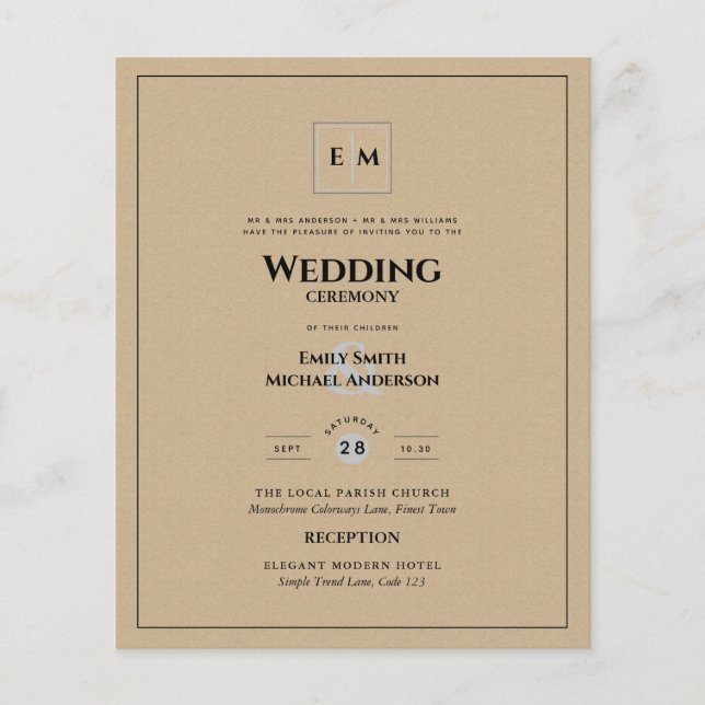 Rustikale Budgetheirat Flyer (Vorne)