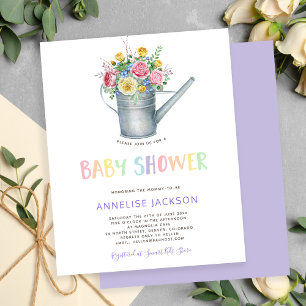 Rustikale bunte Blumen-Baby-BUDGET-Shower-Einladun