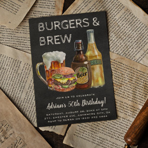 Rustikale Burger & Bier-Geburtstags-Grillparty Einladung