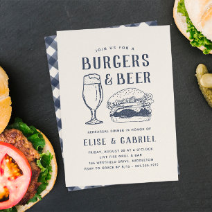 Rustikale Burgers & Beer Probe Dinner Einladung