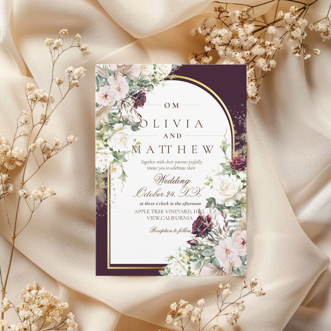 Rustikale Burgund Rose Gold Wedding Einladung (Von Creator hochgeladen)
