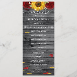 Rustikale Burgund Rose Goldblume Hochzeit der Sonn Programm