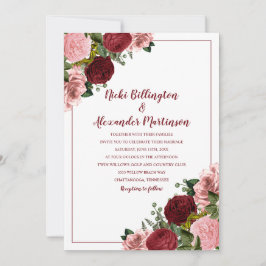 Rustikale Burgunder Blush Pink Bläserblüte Weiße H Einladung