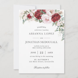 Rustikale Burgunder Blush Pink Peonies Blumenhochz Einladung