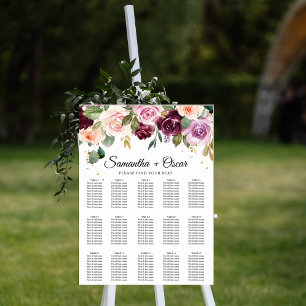 Rustikale burgunderrote Wasserfarben-Blumen & Gold Poster
