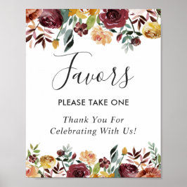 Rustikale Burgundy Bloom Floral Gastgeschenke Hoch Poster