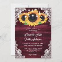 Rustikale Burgundy Burlap Lace Sunflower Wedding