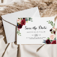 Rustikale Burgundy Calligraphy Horizontal Wedding