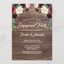 Rustikale Burgundy Wood Marsala Engagement Party Einladung