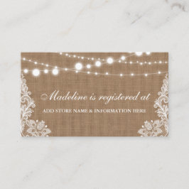Rustikale Burlap-Brautparty-Registrierungskarte Begleitkarte