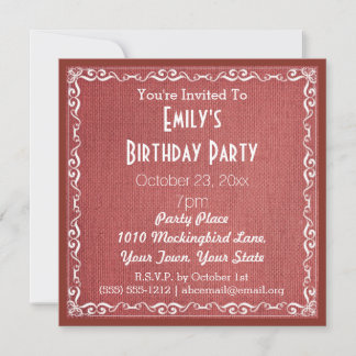 Rustikale Burlap Geburtstagsparty Einladung