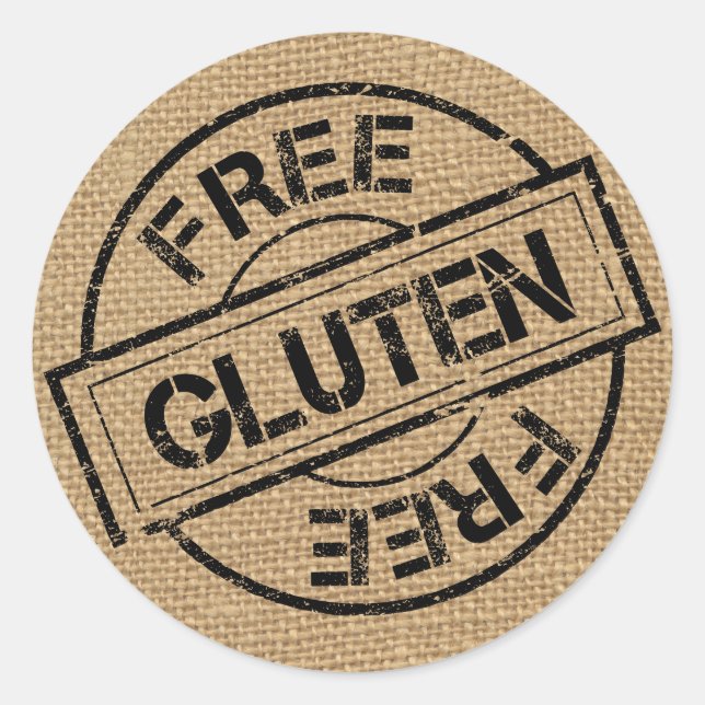 Rustikale Burlap Gluten-freie Kleber Runder Aufkleber (Vorderseite)