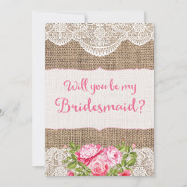 Rustikale Burlap Lace Werden Sie meine Bridesmaid  Einladung