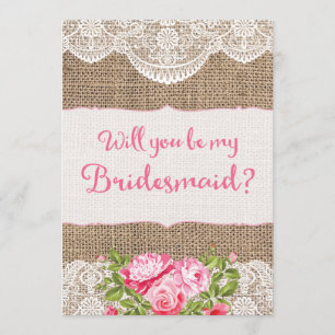 Rustikale Burlap Lace Werden Sie meine Bridesmaid  Einladung