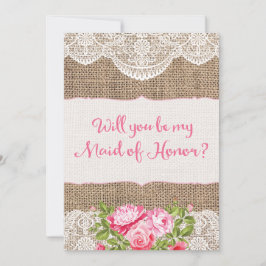 Rustikale Burlap Lace Werden Sie meine Trauzeugin Einladung