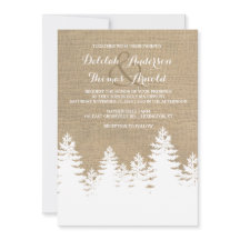 Rustikale Burlap Pine Trees Winter Wedding Einladu