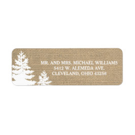 Rustikale Burlap Pine Trees Winter Wedding Labels