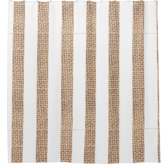 Rustikale Burlap Streifen Bauernhof Duschvorhang (Vorderseite)