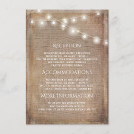 Rustikale Burlap String Lights Hochzeitsinformatio Begleitkarte