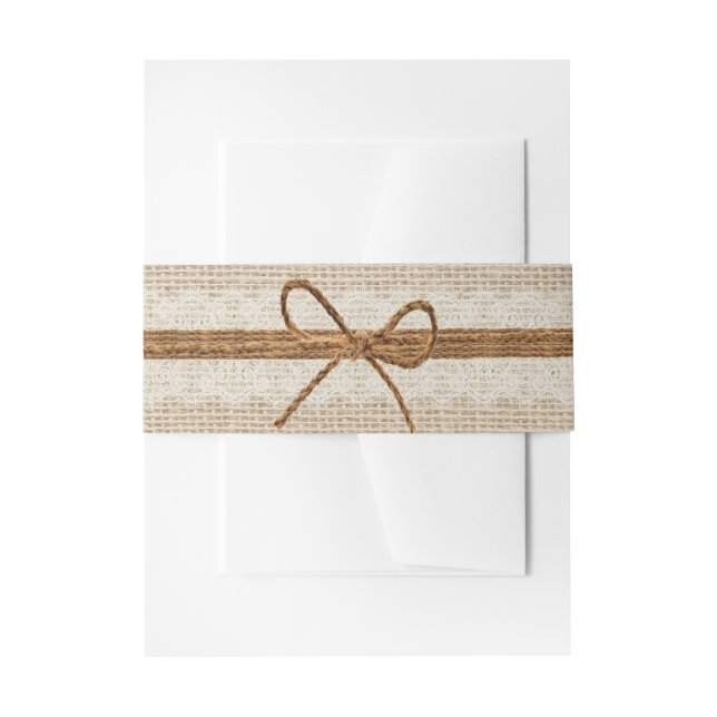 Rustikale Burlap Twine Country Wedding Einladungsbanderole (Vorderseite Beispiel)