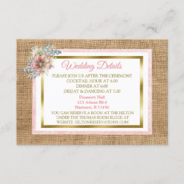 Rustikale Burlap- und Blume-Hochzeitkarte Begleitkarte