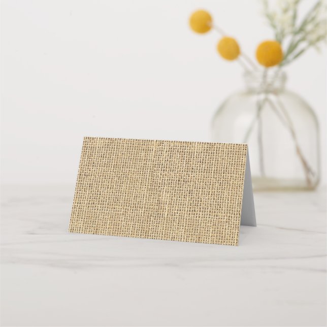 Rustikale Burlap Wedding Platzkarte (Vorderseite)