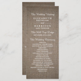 Rustikale Burlap Wedding Programm