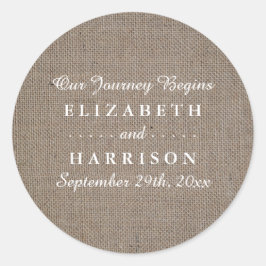 Rustikale Burlap Wedding Runder Aufkleber