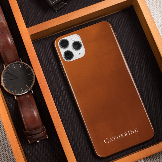 Rustikale Burnt Orange Einfache Bohemische Monogra iPhone 14 Hülle (Von Creator hochgeladen)