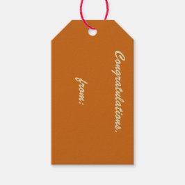 Rustikale Burnt Orange Gratulationen (Goldschrift) Geschenkanhänger