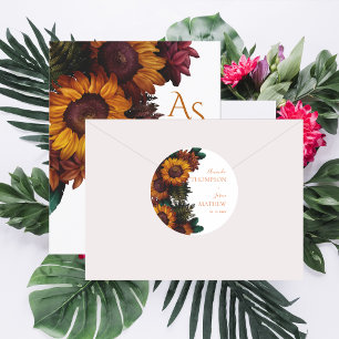 Rustikale Burnt Orange Hübsch Floral Wedding Runder Aufkleber